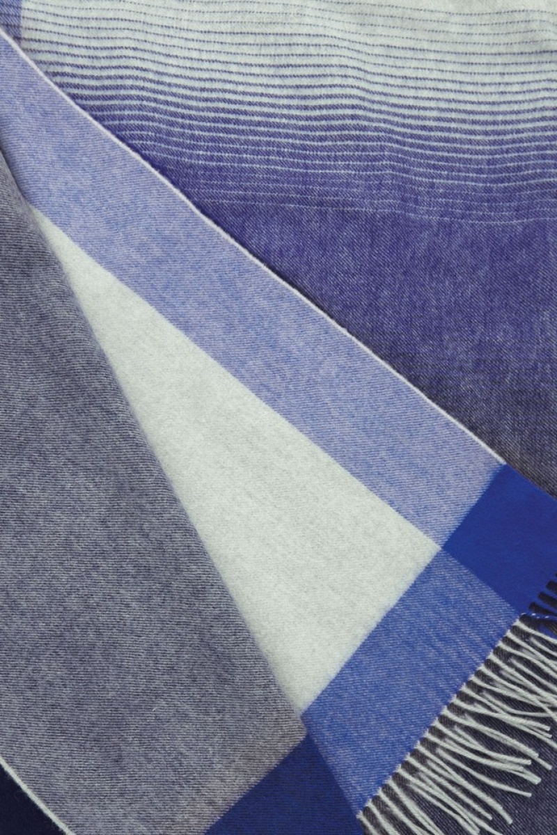 Blue / Checked COS Checked Lambswool And Cashmere Blanket Scarves | 921374-JCX