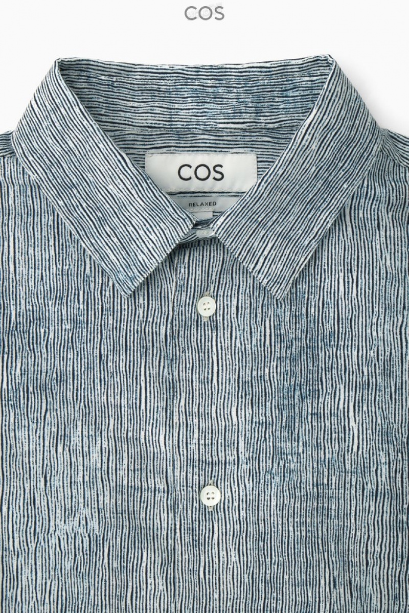 Blue / White / Printed COS Abstract-Print Shirt Shirts | 947803-YTE