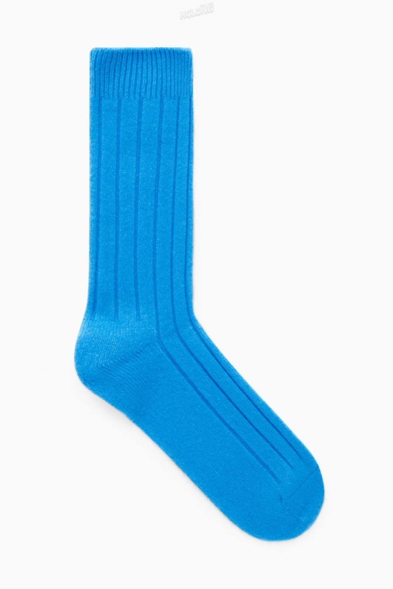 Bright Blue COS Chunky Cashmere Socks Socks | 756834-UDL