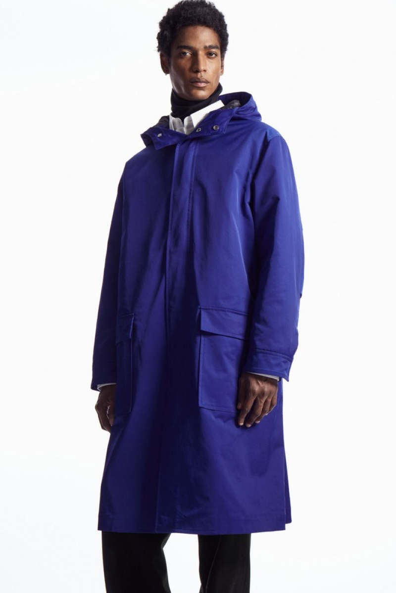 Bright Blue COS Hooded Padded Parka Coats & Jackets | 283051-KBI