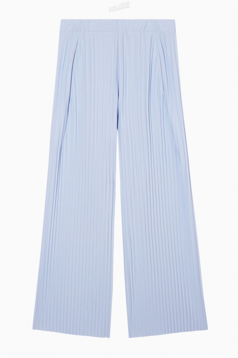 Bright Blue COS Pleated Elasticated Trousers Trousers | 184260-IRK