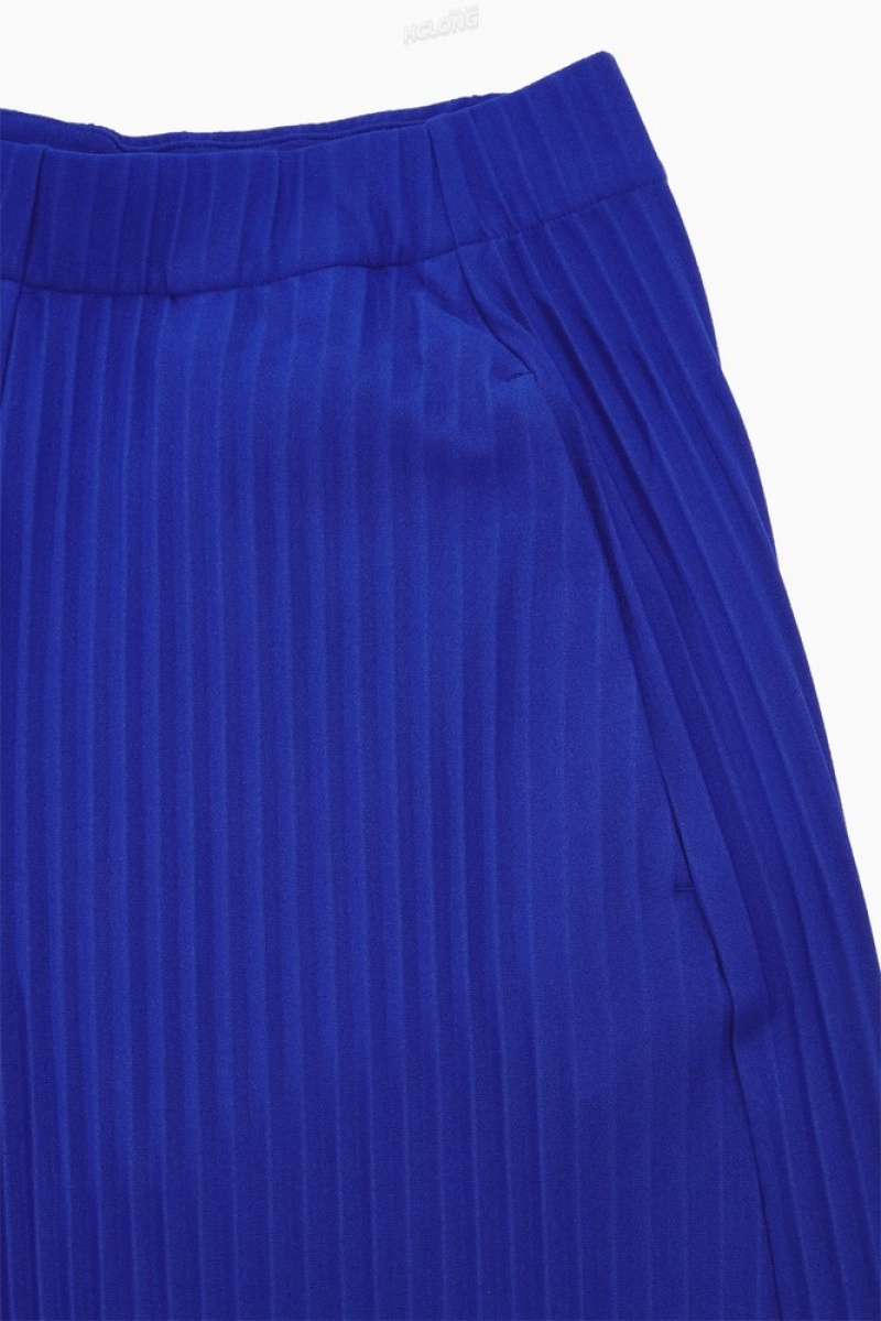 Bright Blue COS Pleated Elasticated Trousers Trousers | 562398-YFJ