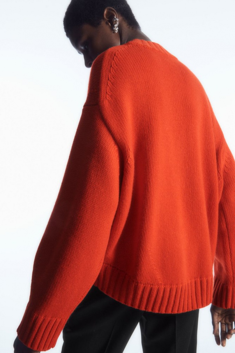 Bright Orange COS Chunky Pure Cashmere Crew-Neck Sweater Sweaters & Cardigans | 231584-NHB