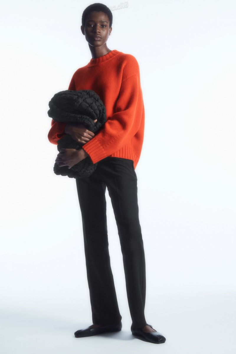 Bright Orange COS Chunky Pure Cashmere Crew-Neck Sweater Sweaters & Cardigans | 231584-NHB