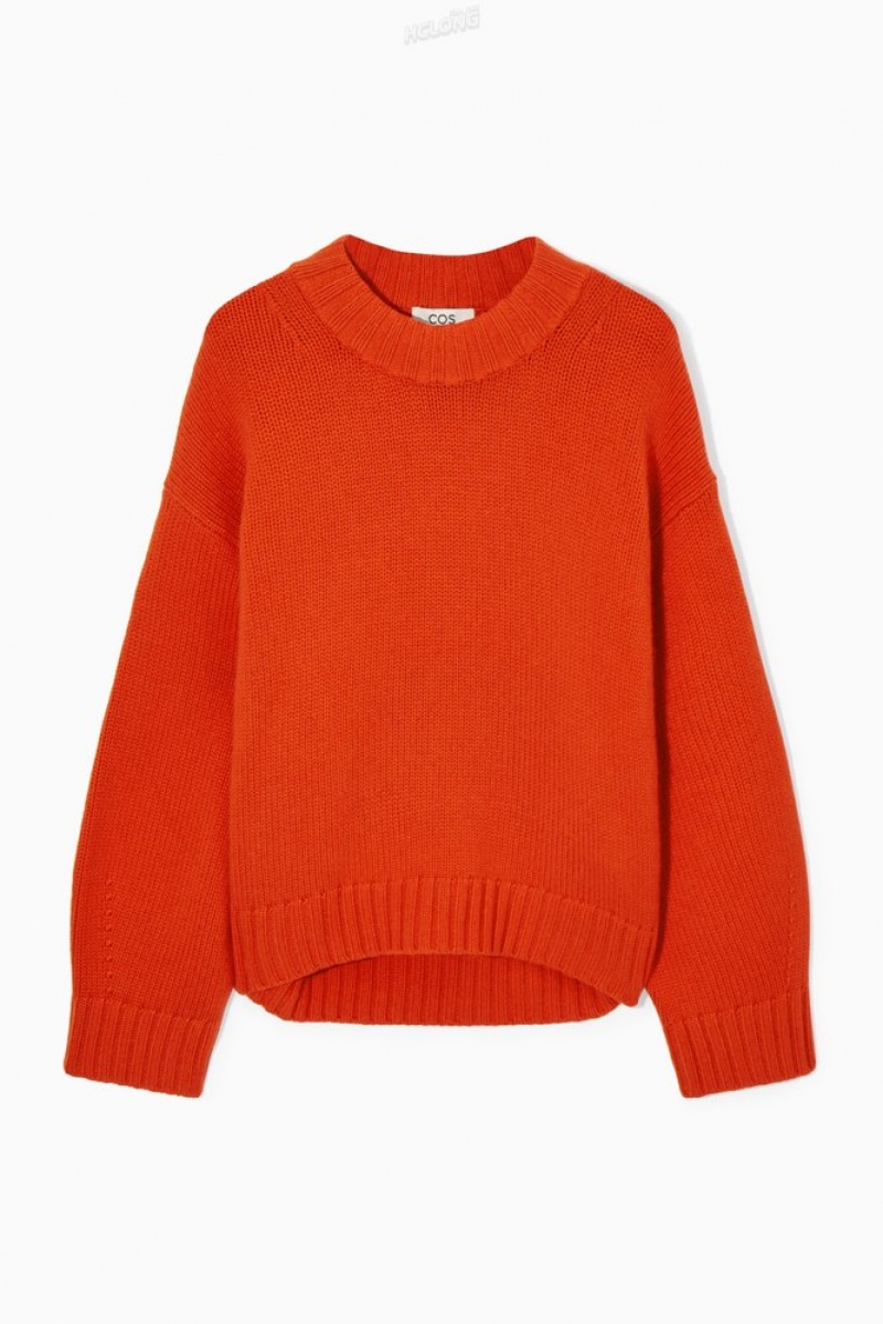 Bright Orange COS Chunky Pure Cashmere Crew-Neck Sweater Sweaters & Cardigans | 231584-NHB