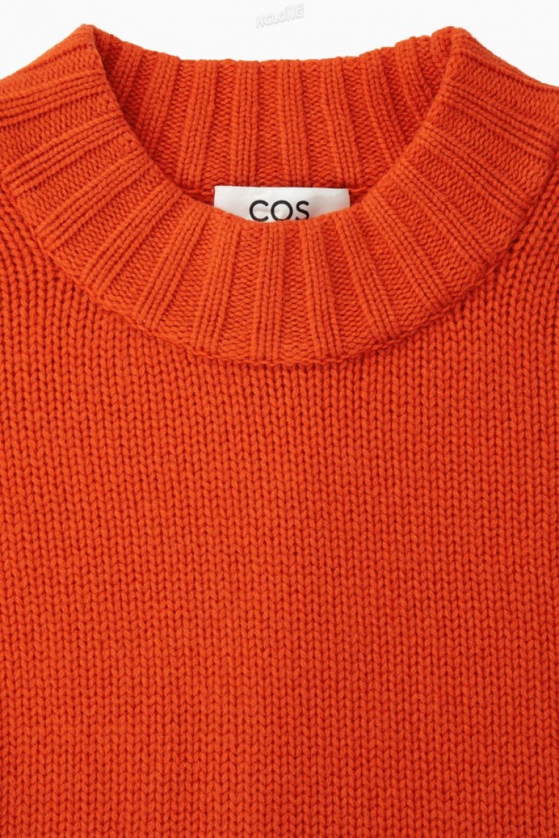 Bright Orange COS Chunky Pure Cashmere Crew-Neck Sweater Sweaters & Cardigans | 231584-NHB