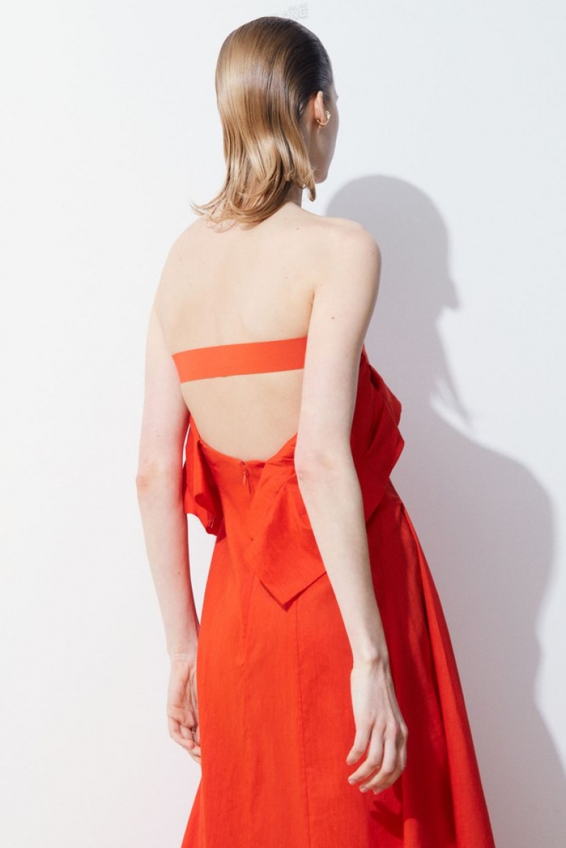 Bright Orange COS The Linen Bustier Dress Dresses | 061394-VFT