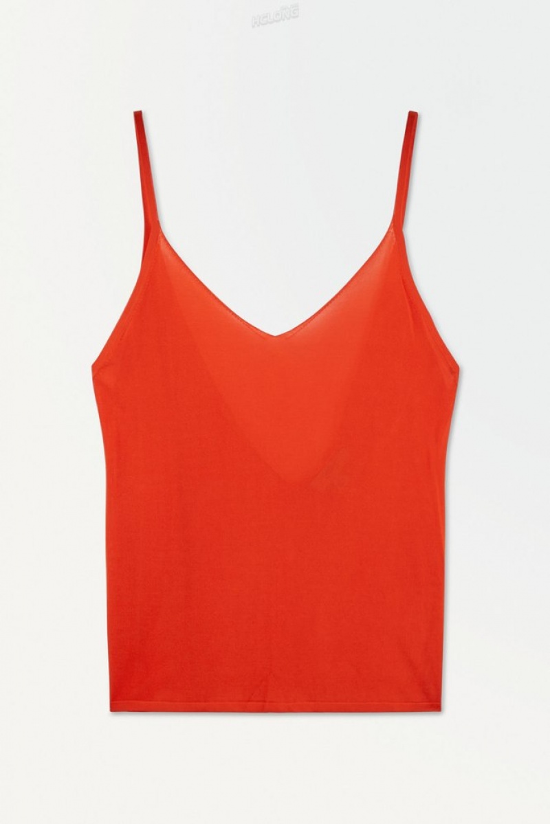 Bright Orange COS The Sheer Knitted Tank Top Tops | 024386-NMX