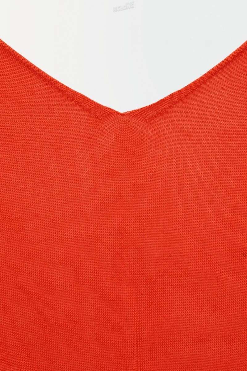 Bright Orange COS The Sheer Knitted Tank Top Tops | 024386-NMX