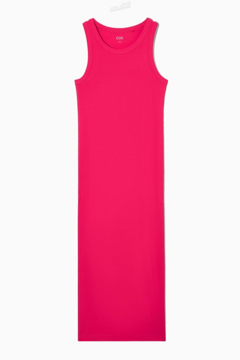 Bright Pink COS Ribbed Tube Dress Dresses | 679412-DOV