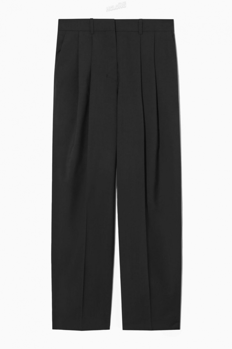 Bright Pink COS Wide-Leg Tailored Wool Trousers Trousers | 607128-AHY