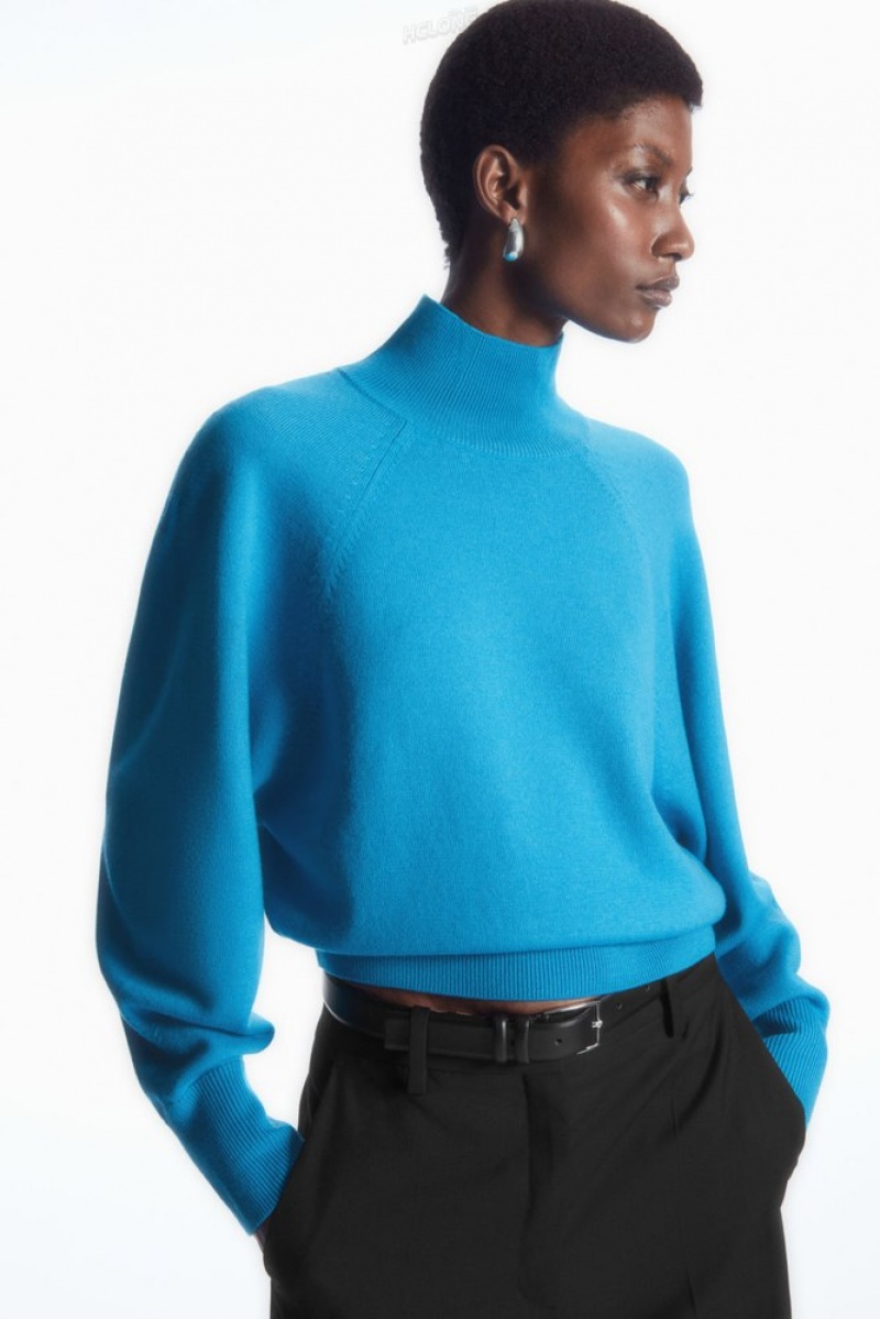 Bright Turquoise COS Batwing-Sleeve Merino Wool Jumper Knitwear & Cardigans | 605924-HVN