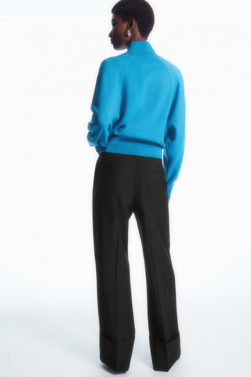 Bright Turquoise COS Batwing-Sleeve Merino Wool Jumper Knitwear & Cardigans | 605924-HVN