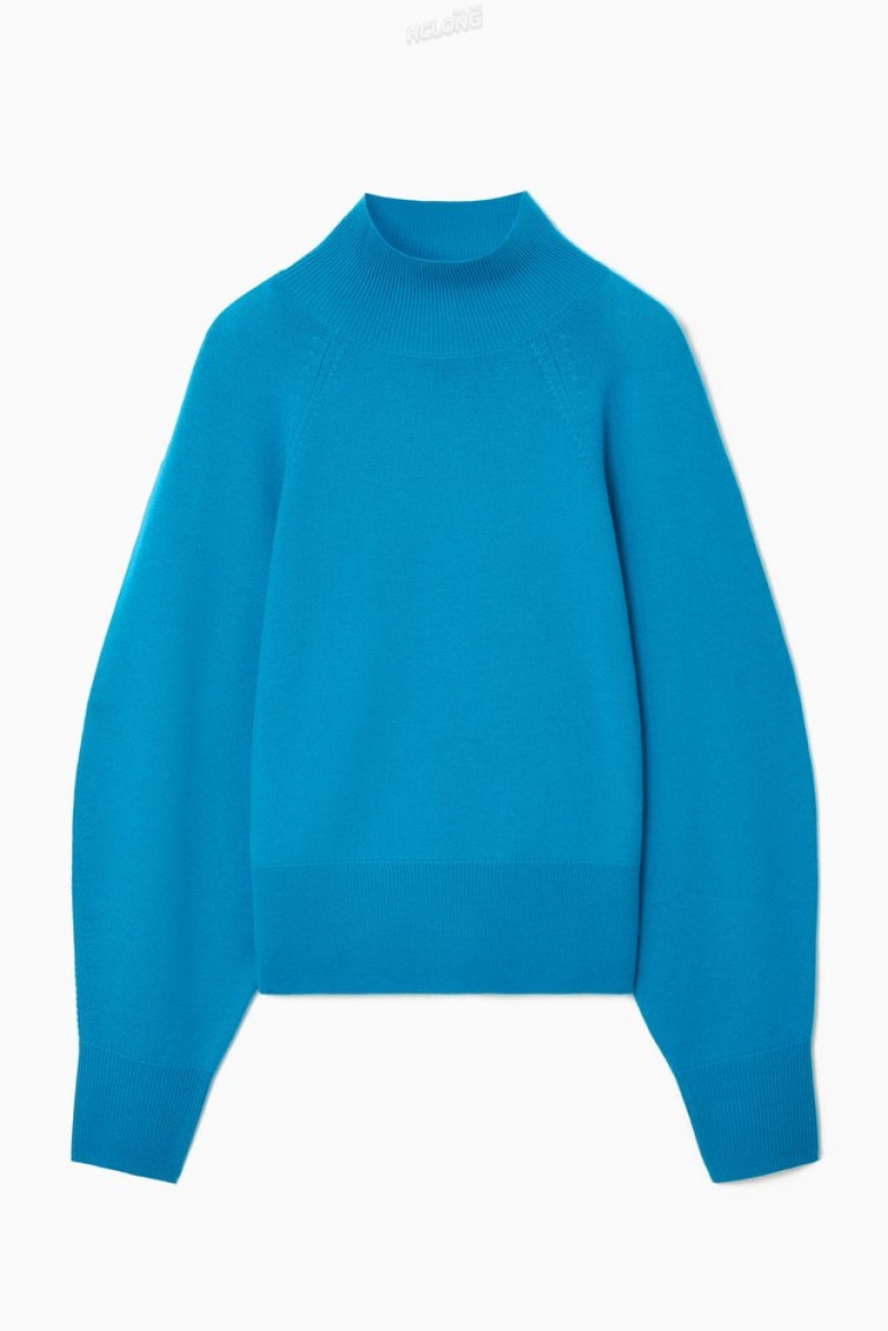 Bright Turquoise COS Batwing-Sleeve Merino Wool Jumper Knitwear & Cardigans | 605924-HVN