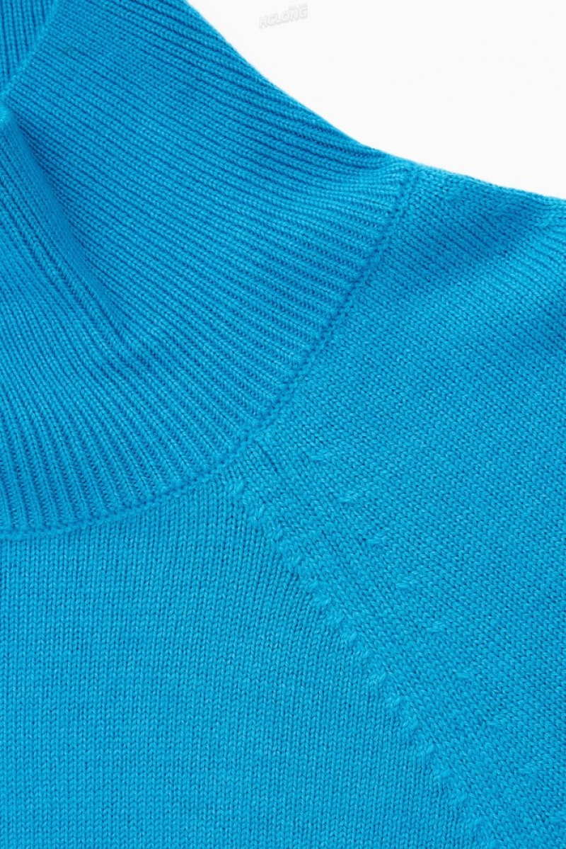 Bright Turquoise COS Batwing-Sleeve Merino Wool Jumper Knitwear & Cardigans | 605924-HVN