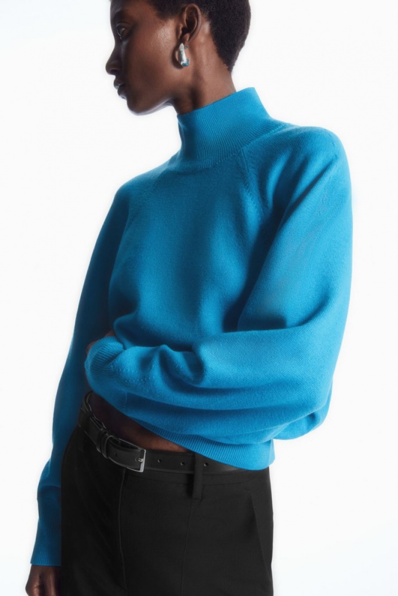 Bright Turquoise COS Batwing-Sleeve Merino Wool Jumper Knitwear & Cardigans | 605924-HVN