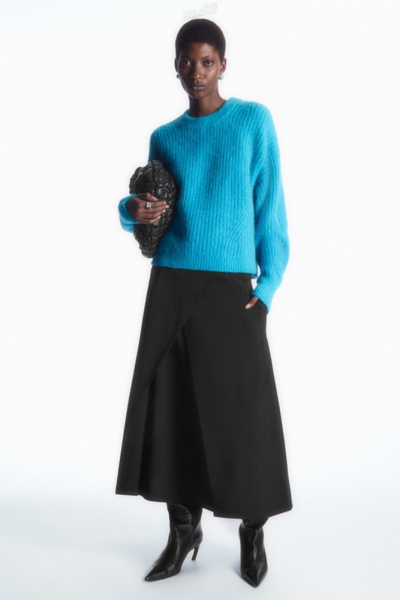 Bright Turquoise COS Cropped Alpaca And Wool-Blend Sweater Sweaters & Cardigans | 478512-ZVQ