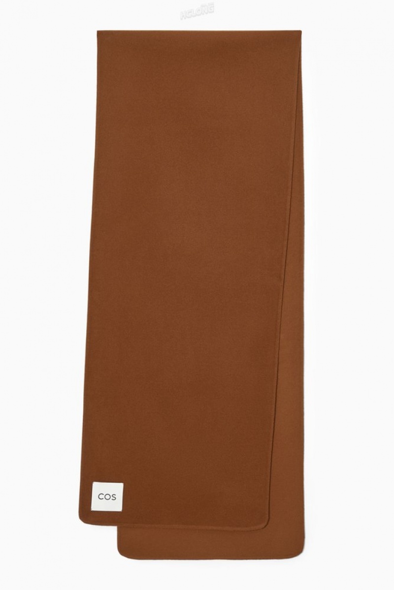 Brown COS Oversized Double-Faced Wool Scarf Scarves | 397510-IXQ