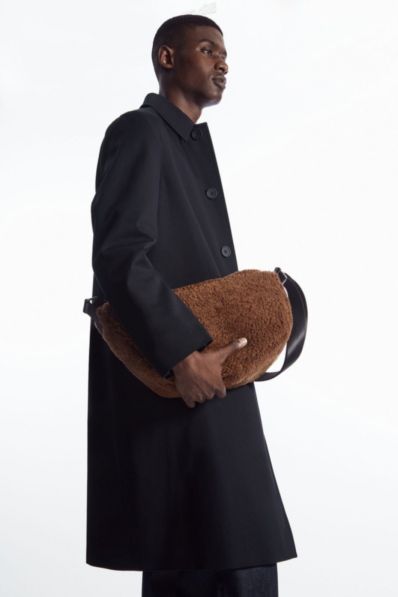 Brown COS Slouchy Crossbody - Shearling Bags & Wallets | 803267-WKT