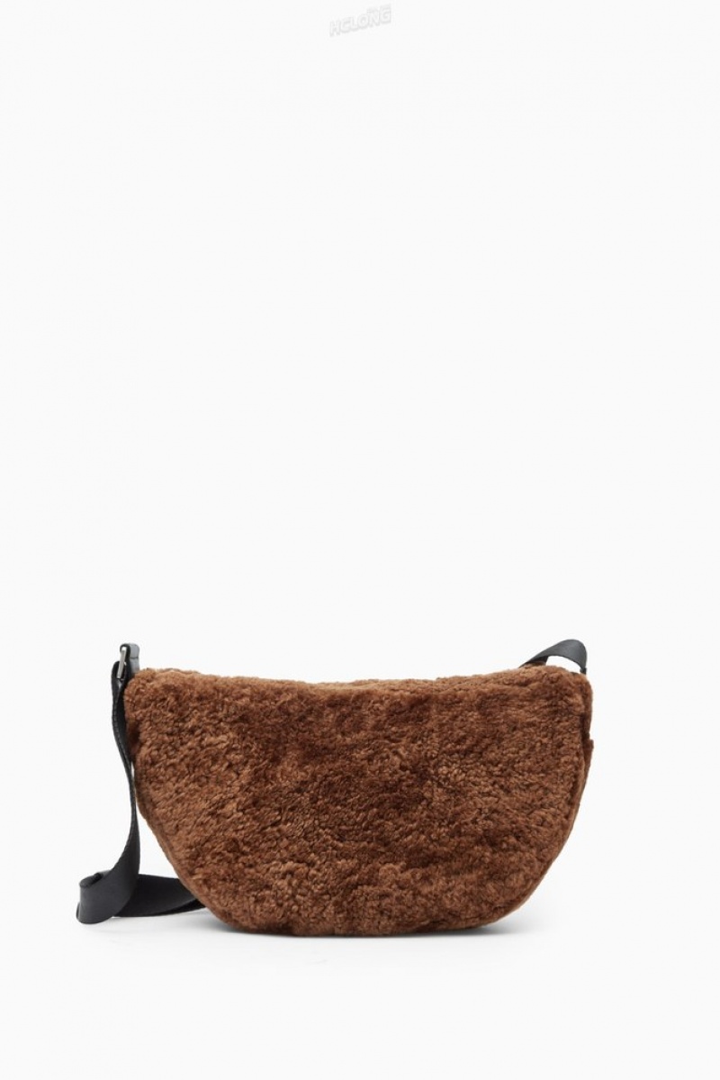 Brown COS Slouchy Crossbody - Shearling Bags & Wallets | 803267-WKT