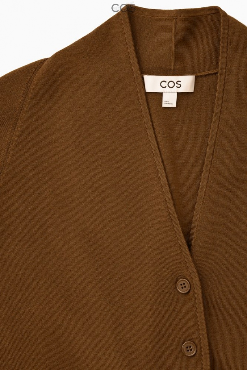 Brown COS Waisted Knitted Cardigan Sweaters & Cardigans | 137096-OVI