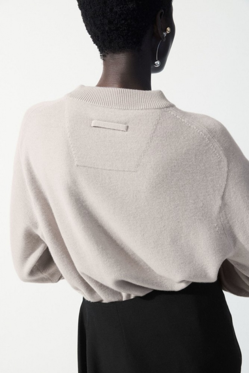 Chalk Beige COS The Essential Cashmere Sweater Sweaters & Cardigans | 320851-FLK