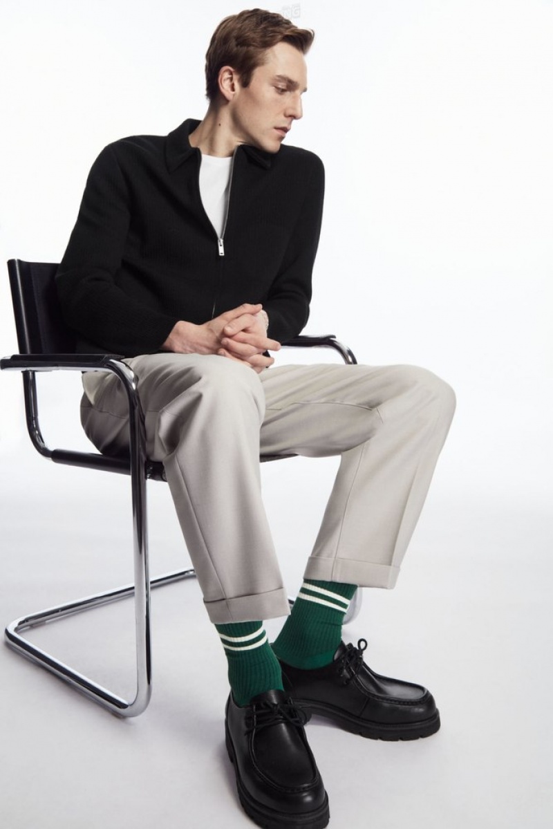 Charcoal MéLange / White COS Striped Sports Socks Socks | 976482-DLW
