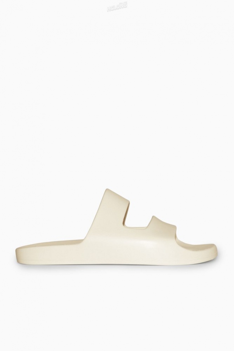 Cream COS Double-Strap Rubber Slides Slides | 951308-MWX