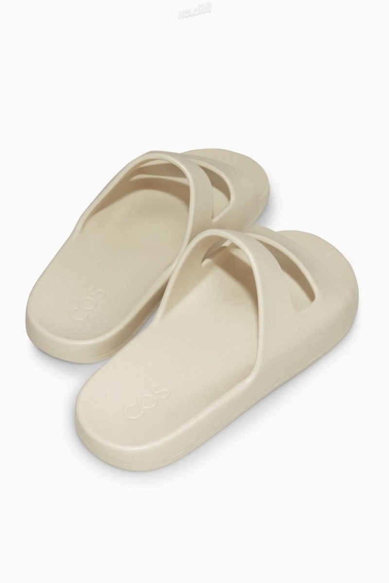 Cream COS Double-Strap Rubber Slides Slides | 951308-MWX