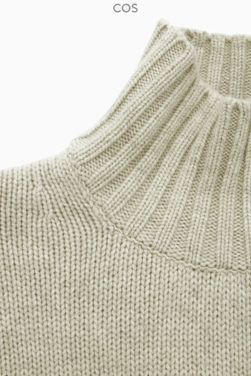 Cream COS Funnel-Neck Pure Cashmere Sweater Sweaters & Cardigans | 702139-KTU