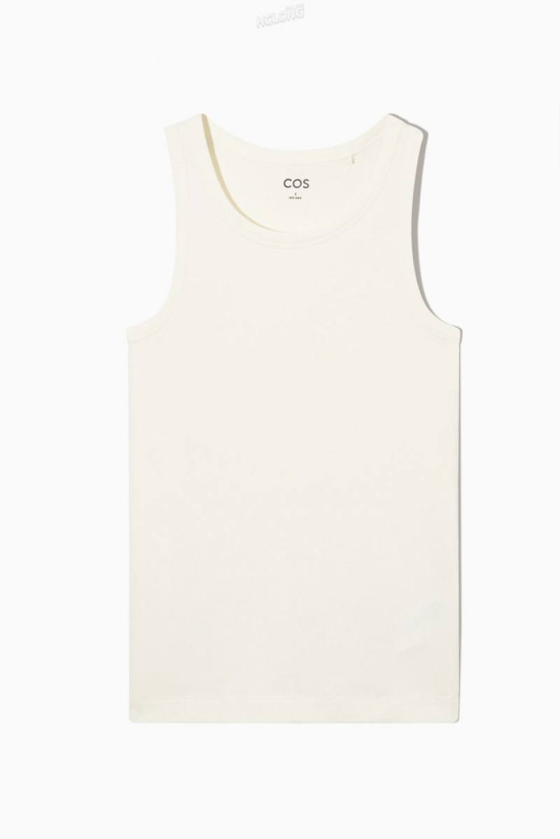 Cream COS Ribbed Tank Top Tops | 059163-YLM