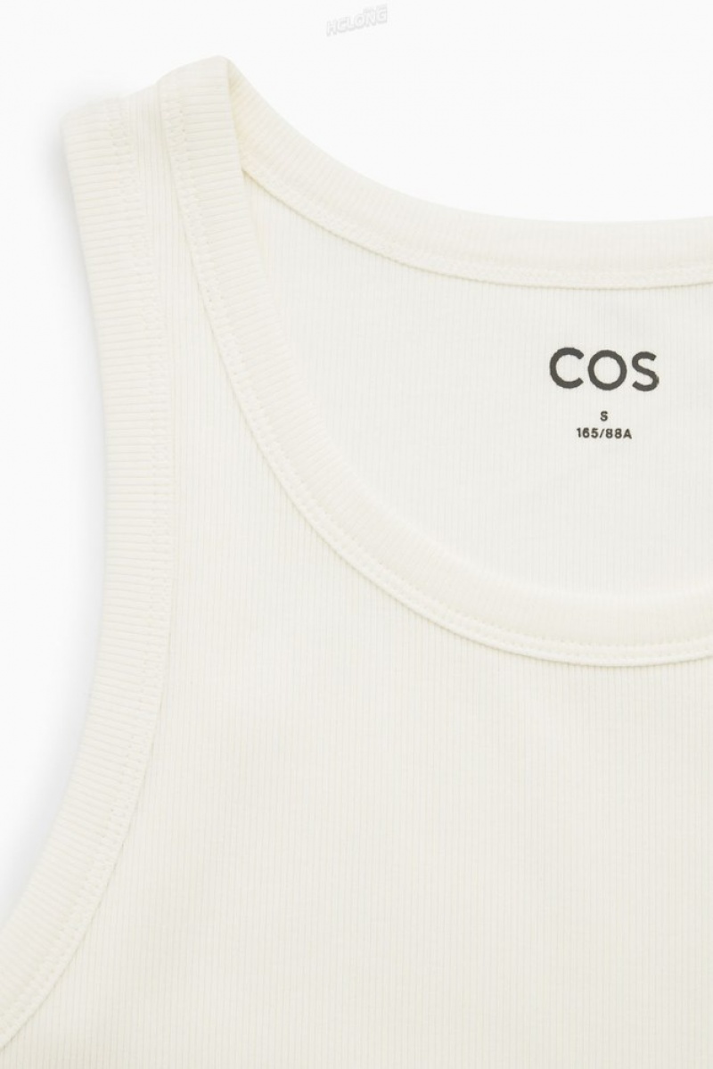 Cream COS Ribbed Tank Top Tops | 059163-YLM