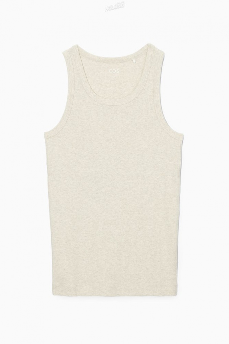 Cream COS Ribbed Tank Top Tops | 269801-LKT