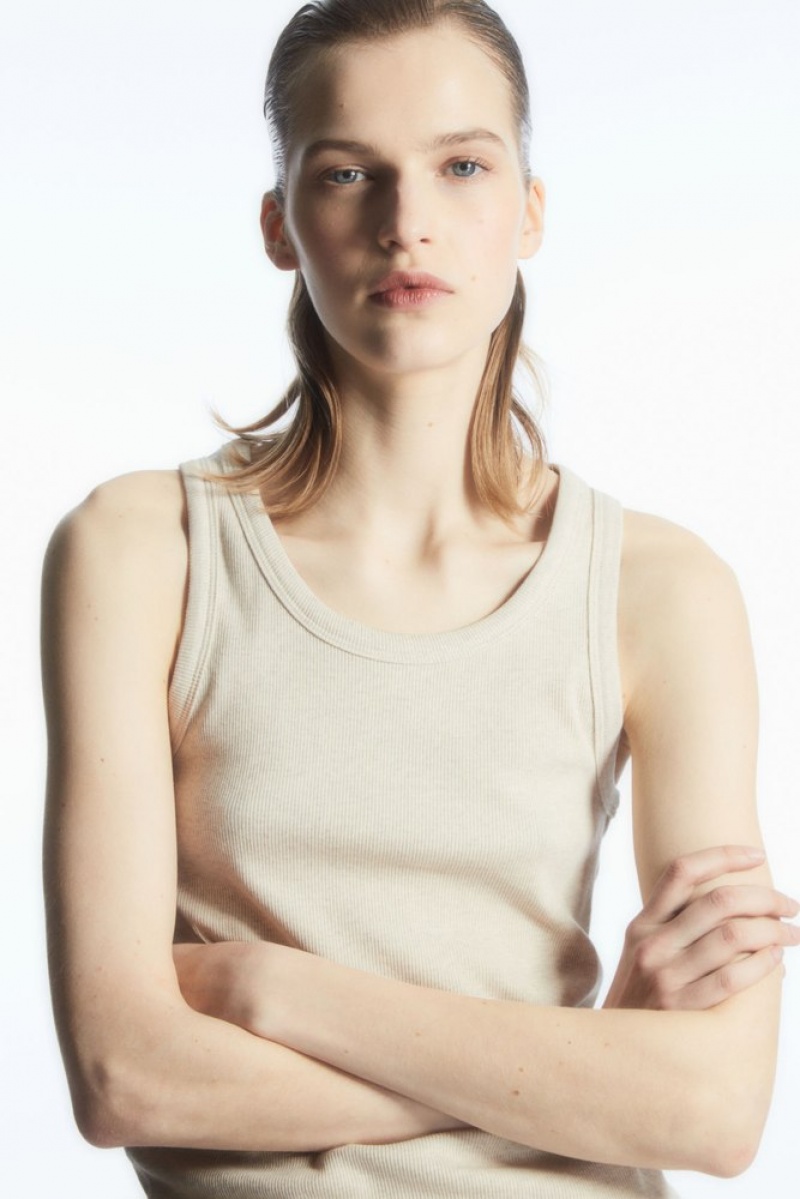 Cream COS Ribbed Tank Top Tops | 269801-LKT