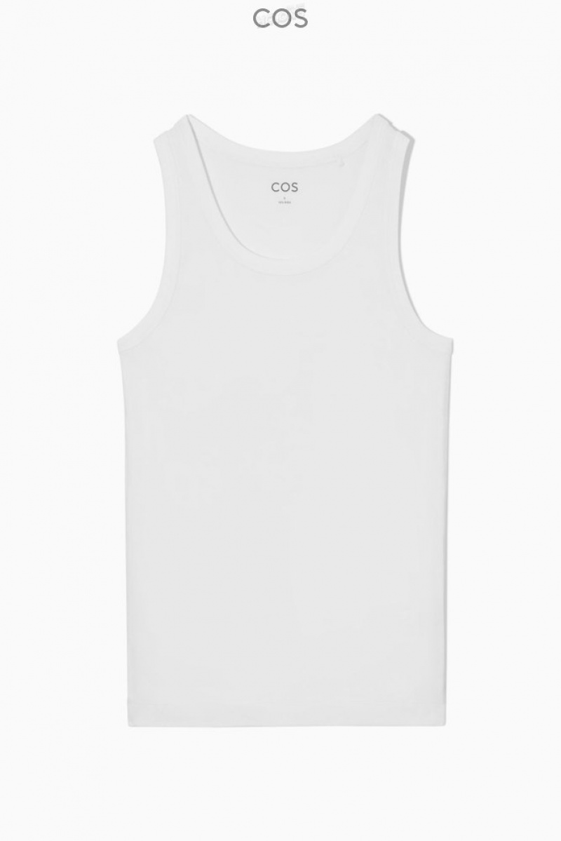 Cream COS Ribbed Tank Top Tops | 680142-LDJ