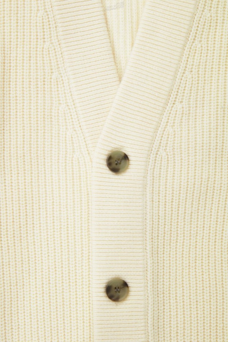 Cream COS Ribbed Wool And Cashmere Cardigan Knitwear | 862054-CTP