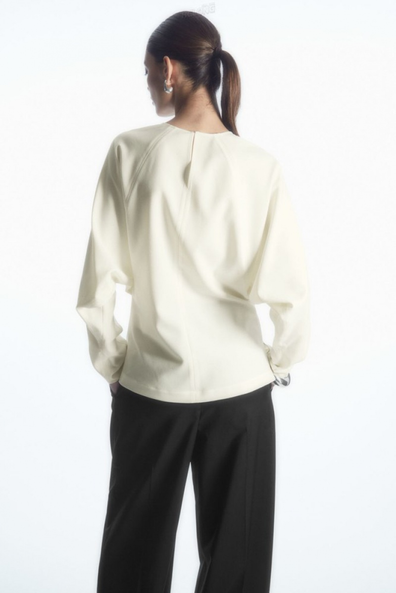 Cream COS Sculpted Wool-Blend Top Tops | 207396-GYO