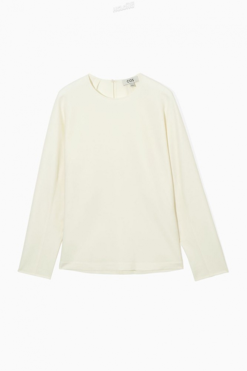 Cream COS Sculpted Wool-Blend Top Tops | 207396-GYO