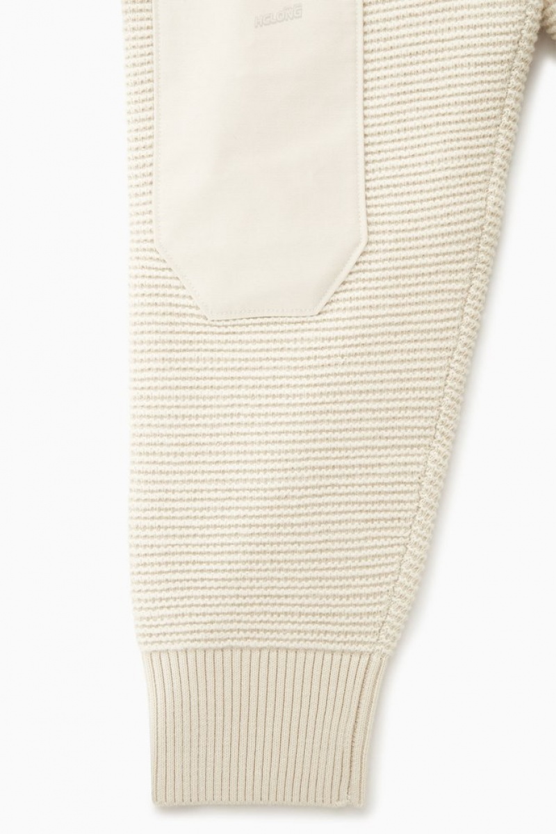 Cream COS Waffle-Knit Henley Jumper Knitwear | 376254-RSU