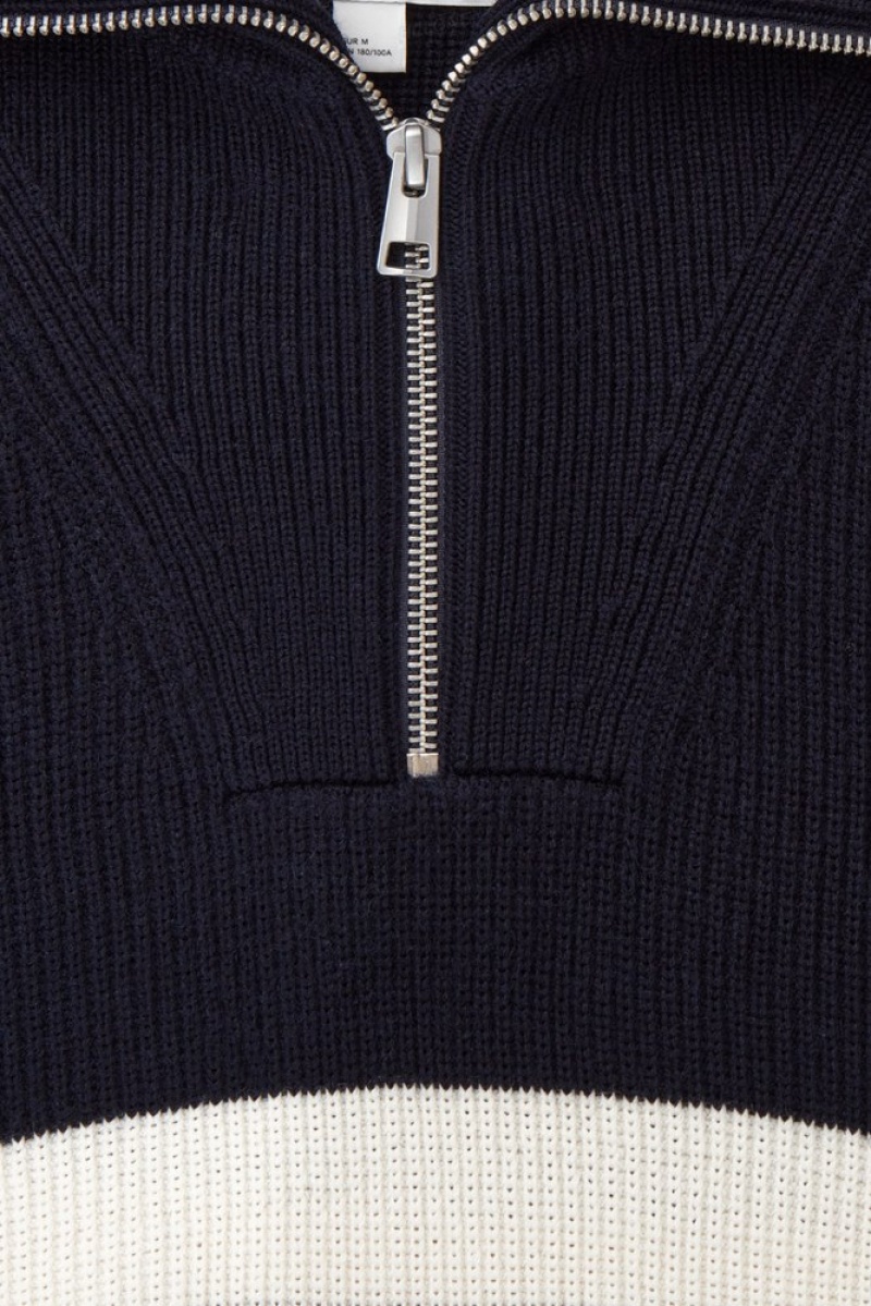 Cream COS Wool And Cotton-Blend Half-Zip Jumper Knitwear | 457821-PXH