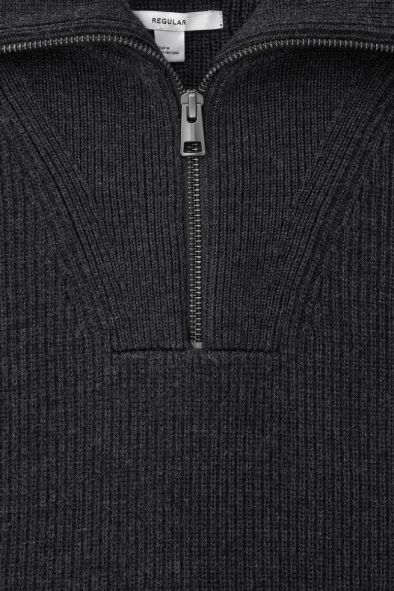 Cream COS Wool And Cotton-Blend Half-Zip Jumper Knitwear | 204859-OUW