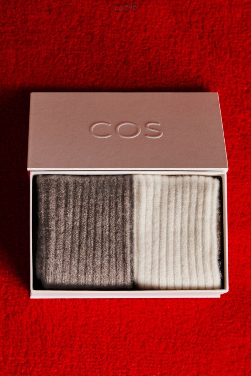 Cream / Brown COS 2-Pack Cashmere Socks Gift Set Socks | 538104-JQA