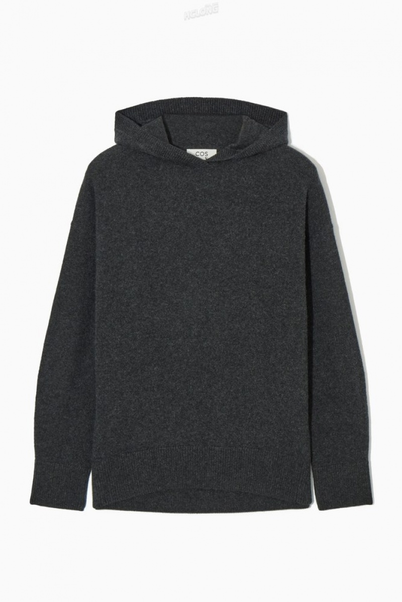 Dark-Grey MéLange COS Pure Cashmere Hoodie Knitwear & Cardigans | 189352-EWL