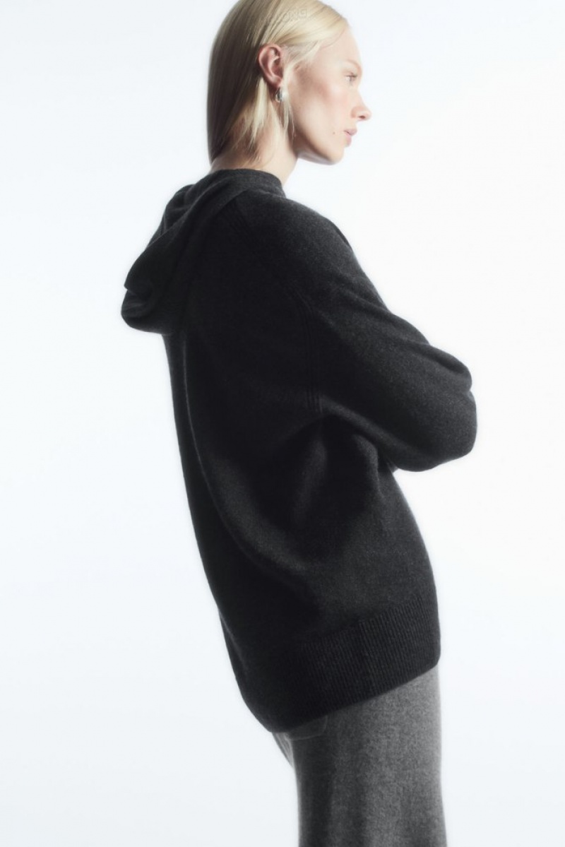 Dark-Grey MéLange COS Pure Cashmere Hoodie Knitwear & Cardigans | 189352-EWL