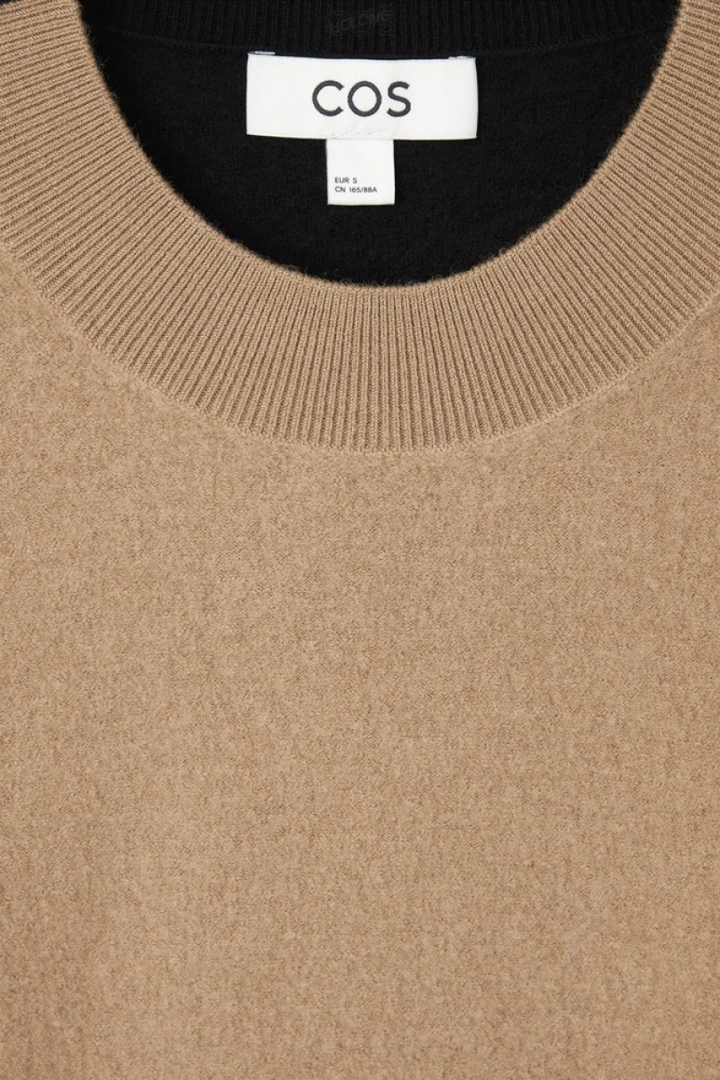 Dark Beige / Black COS Two-Tone Boiled Merino Wool Sweater Sweaters & Cardigans | 735061-VAD