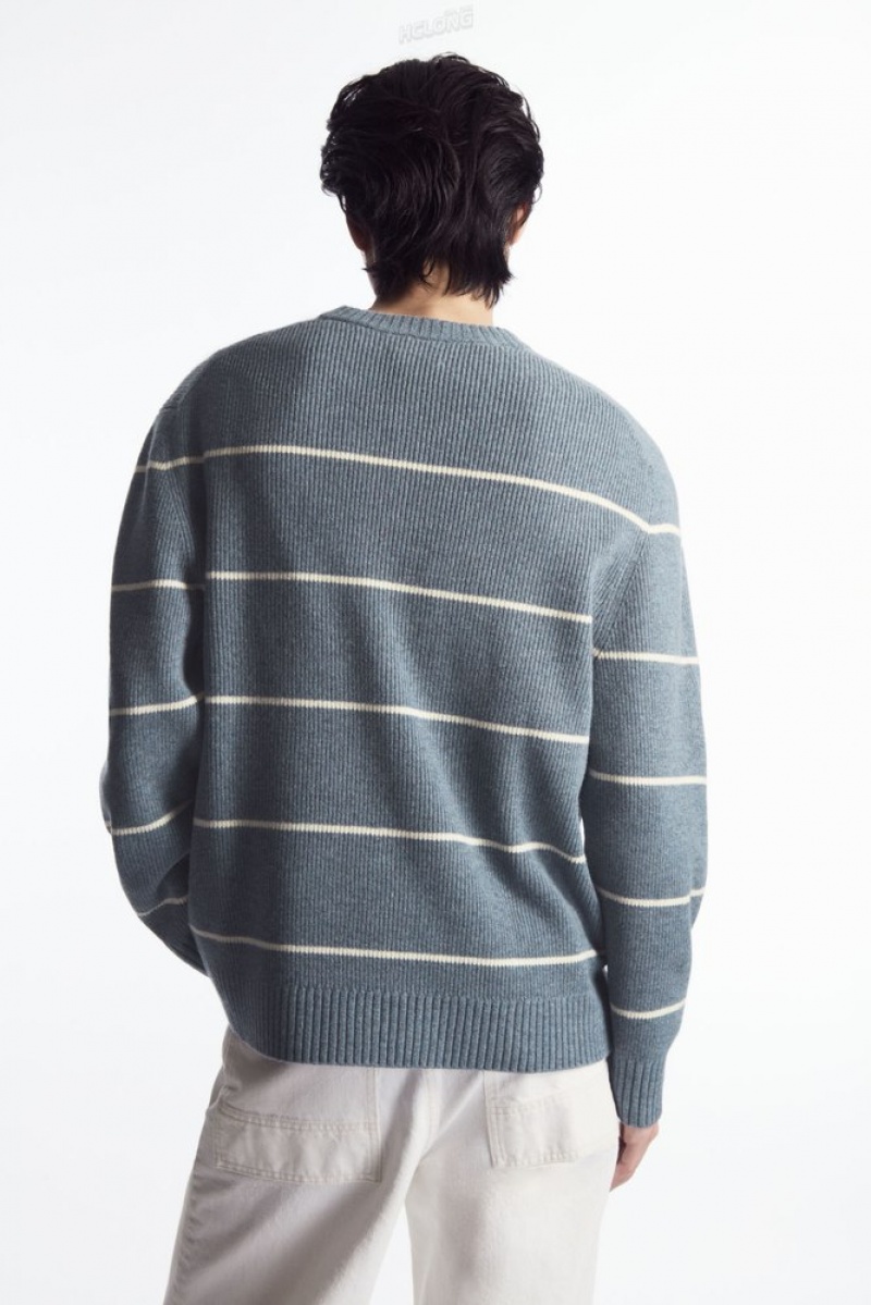 Dark Beige / Striped COS Striped Wool And Yak-Blend Jumper Knitwear | 570682-ZMU