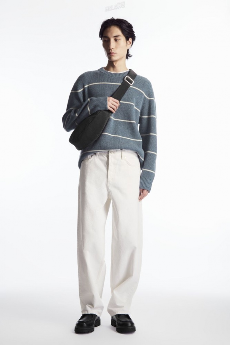 Dark Beige / Striped COS Striped Wool And Yak-Blend Jumper Knitwear | 570682-ZMU