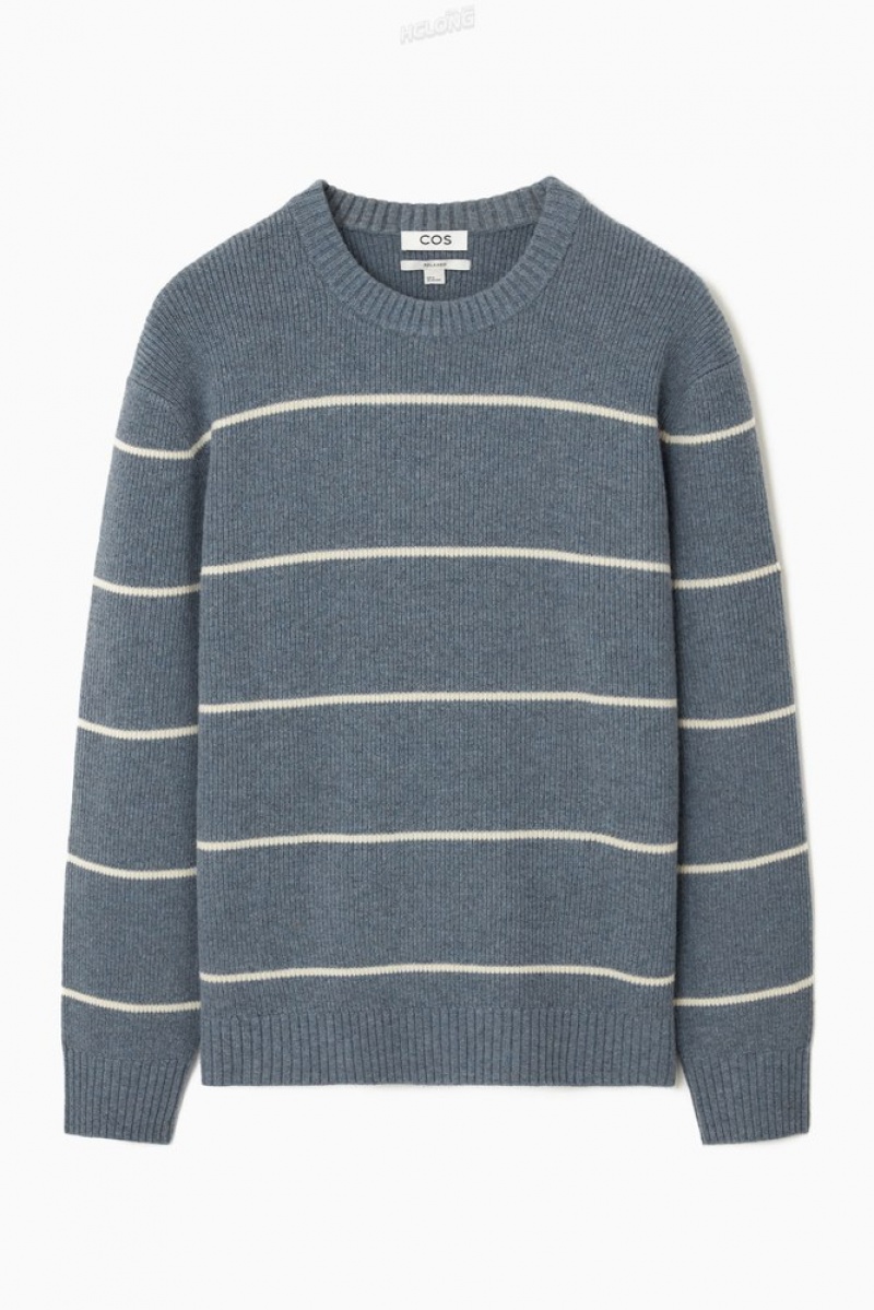 Dark Beige / Striped COS Striped Wool And Yak-Blend Jumper Knitwear | 570682-ZMU