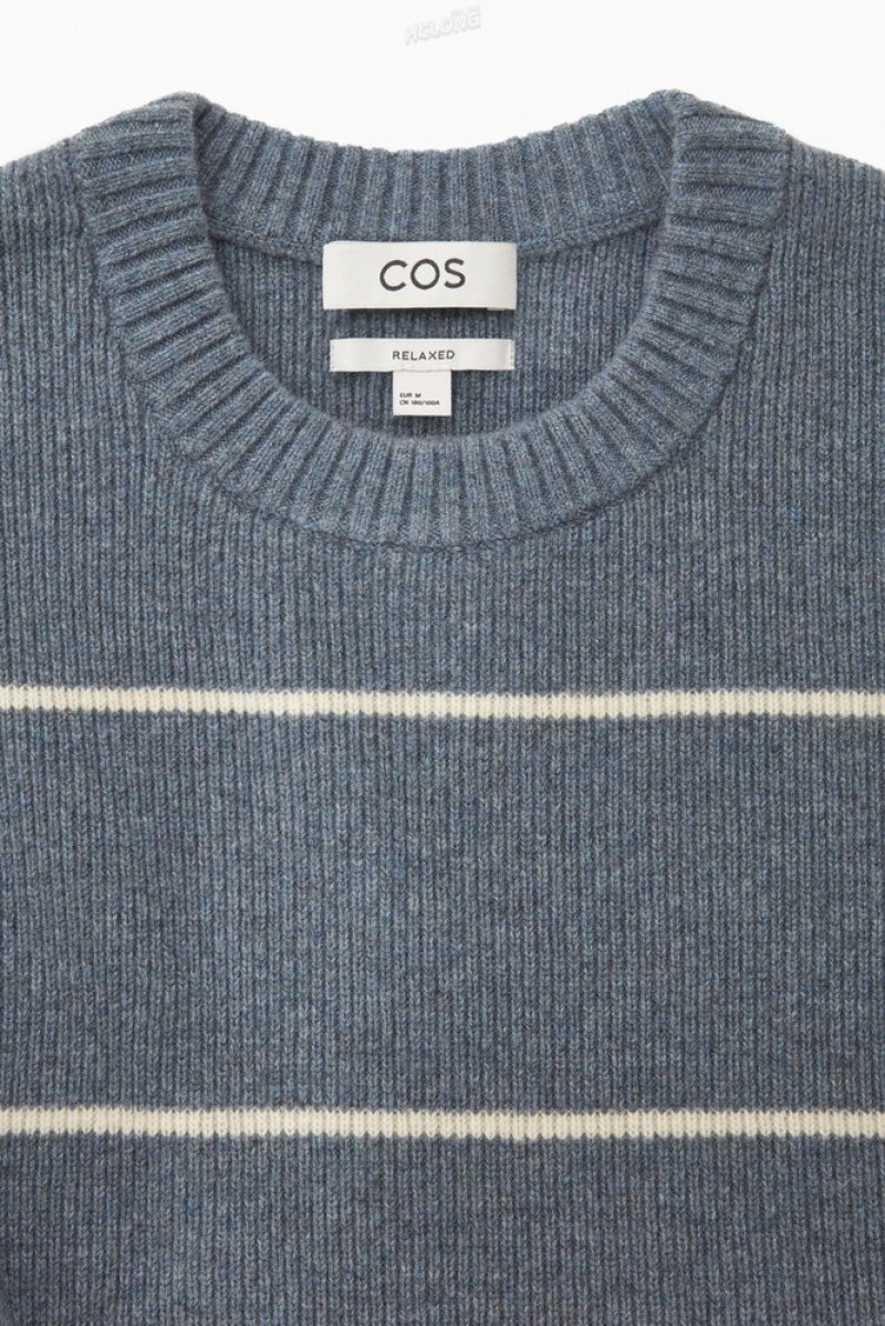 Dark Beige / Striped COS Striped Wool And Yak-Blend Jumper Knitwear | 570682-ZMU