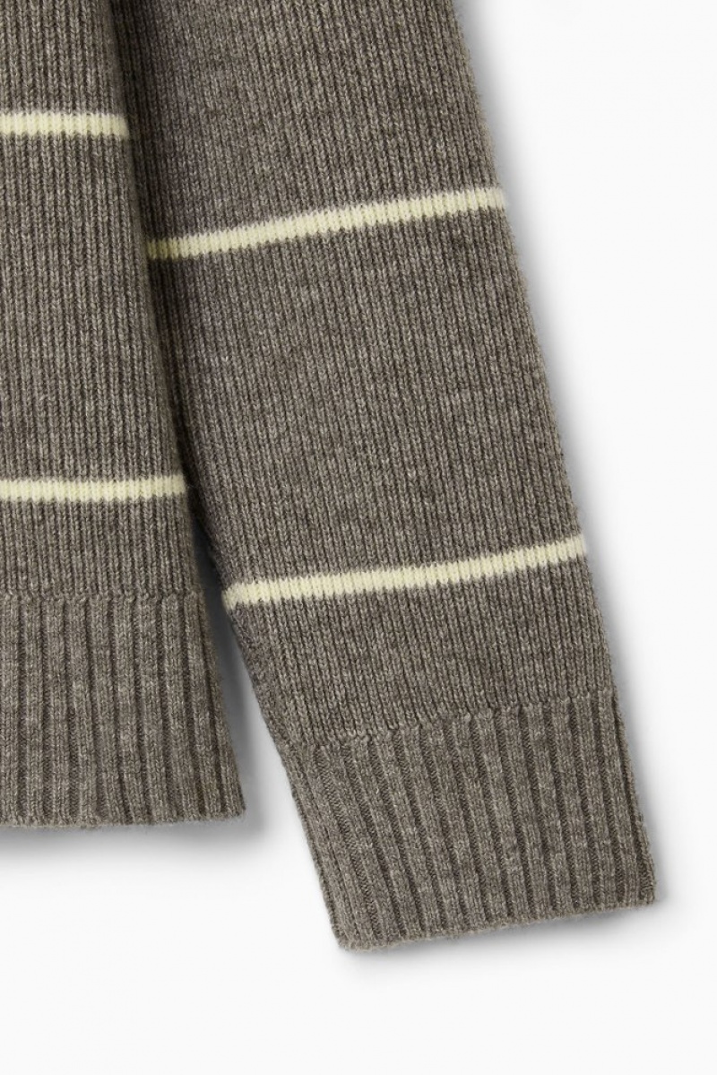 Dark Beige / Striped COS Striped Wool And Yak-Blend Jumper Knitwear | 357420-LPC